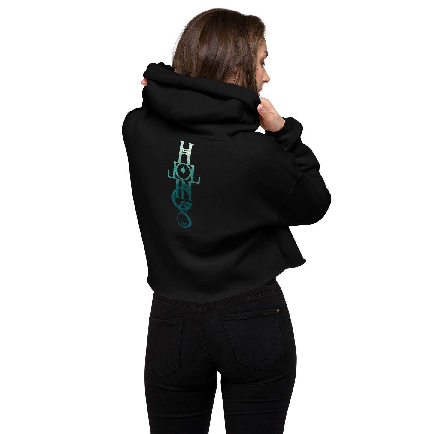 Sea Siren Crop Hoodie in Black