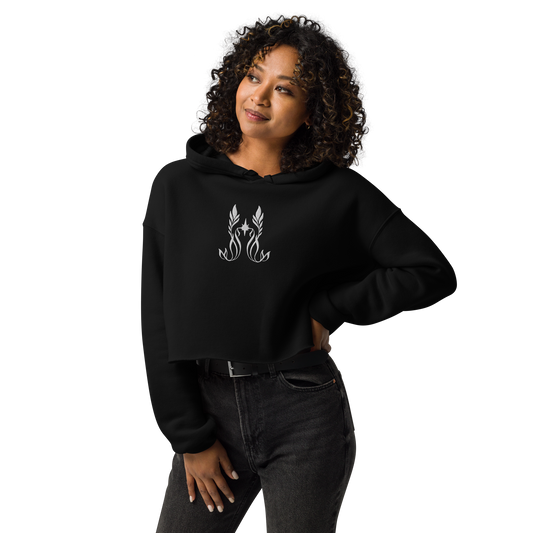 Hollings Embroidered Sea Siren  Crop Hoodie