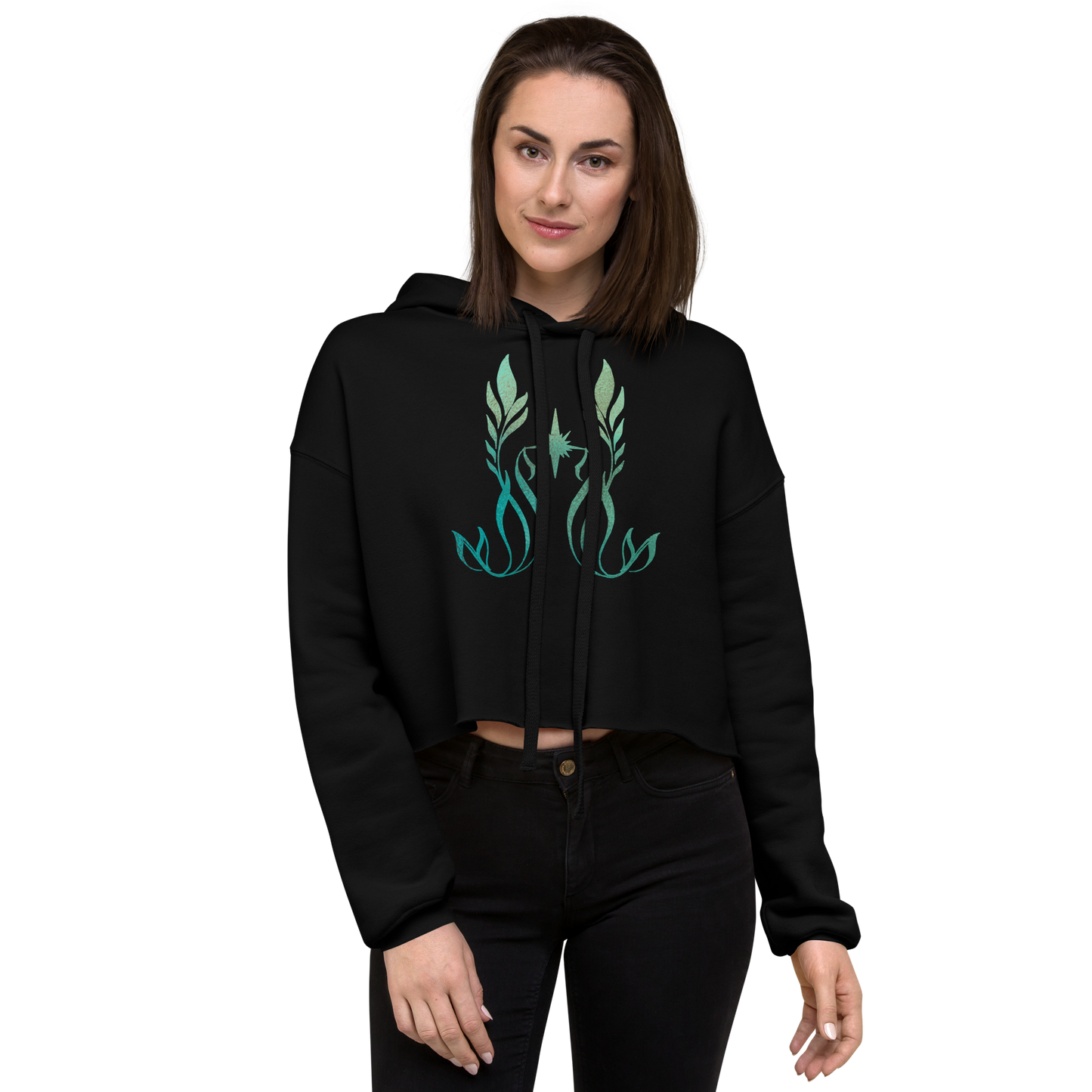 Sea Siren Crop Hoodie in Black