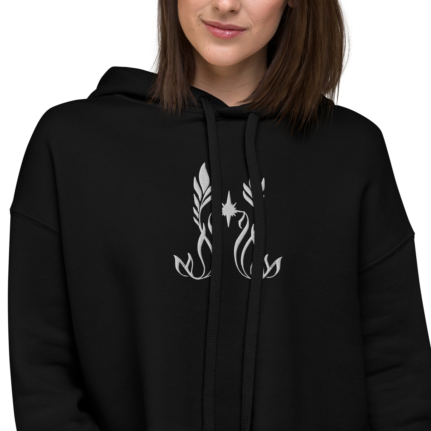 Hollings Embroidered Sea Siren  Crop Hoodie